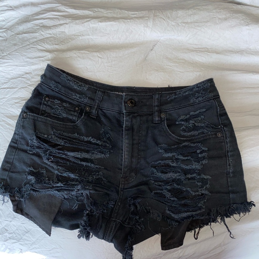 American eagle black high waisted shorts